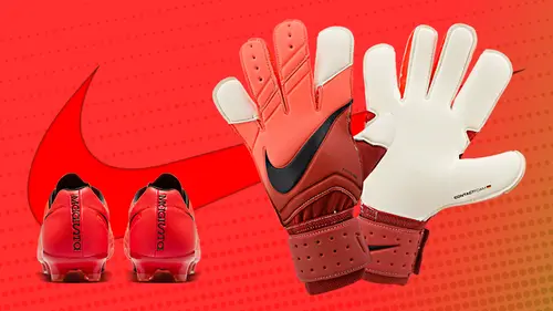 Nike Goalkeeper Gloves and Magista Boots in Hyper Red from the Radiation Flare Pack