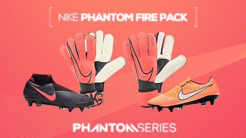 NIKE Phantom Fire goalkeeper gloves and football boots