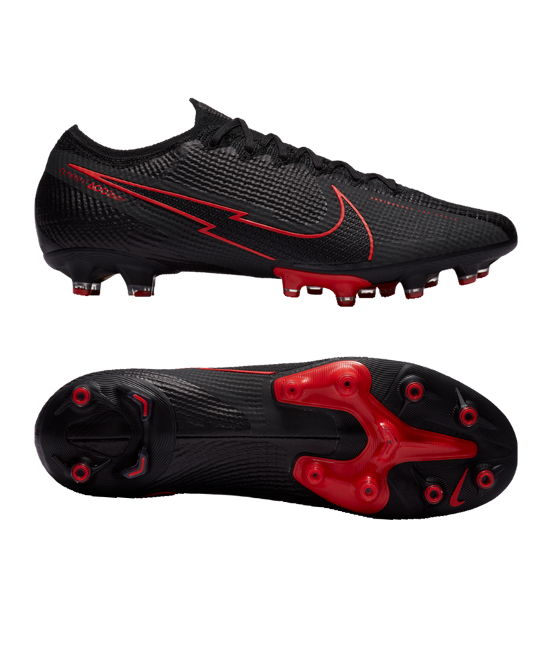 Nike Mercurial Vapor 13 Elite FG Firm Ground Soccer Cleat, Black/Dark Smoke Grey/Chile Red - 4.5