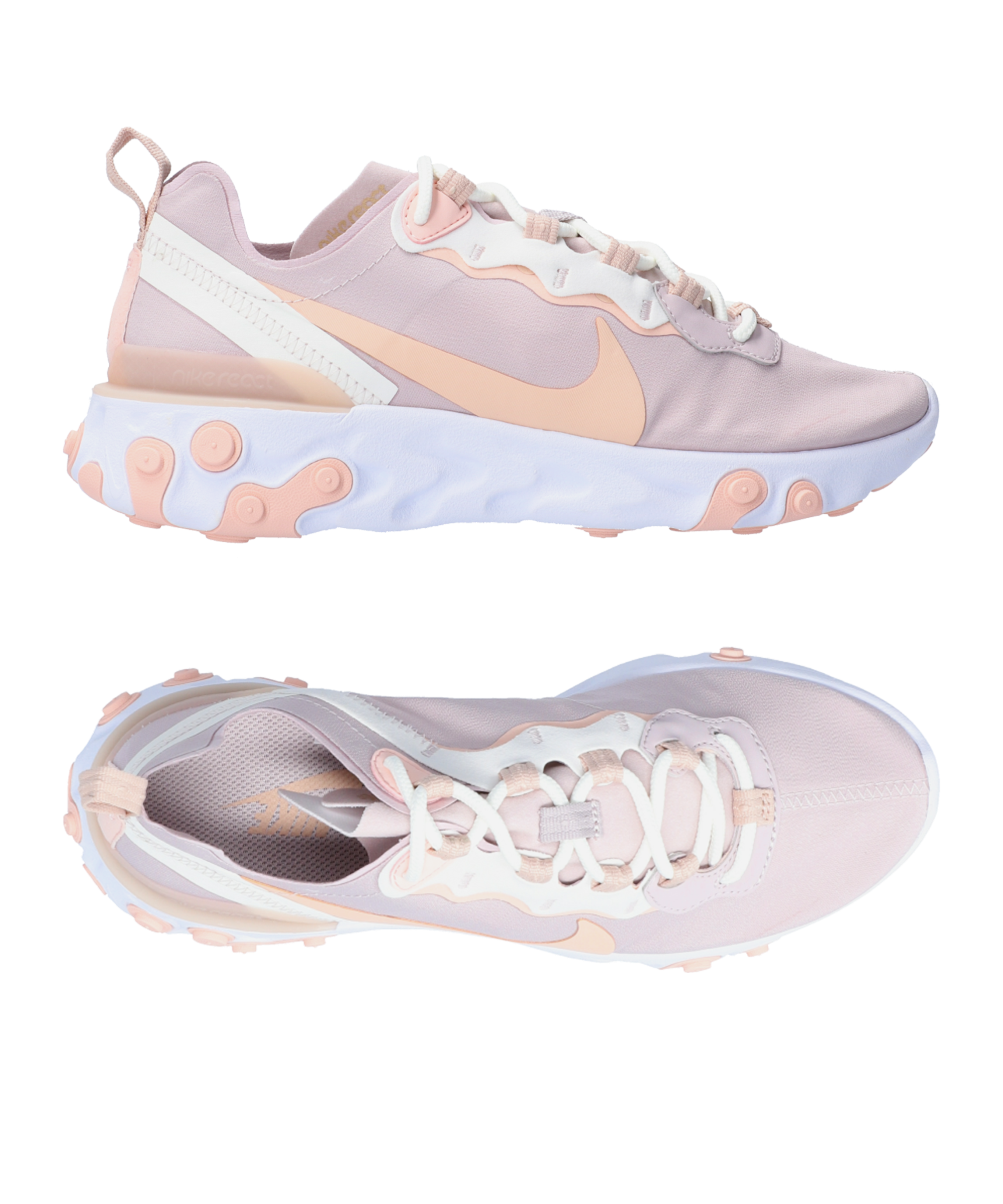 Nike React Element 55 sneakers in white and pink