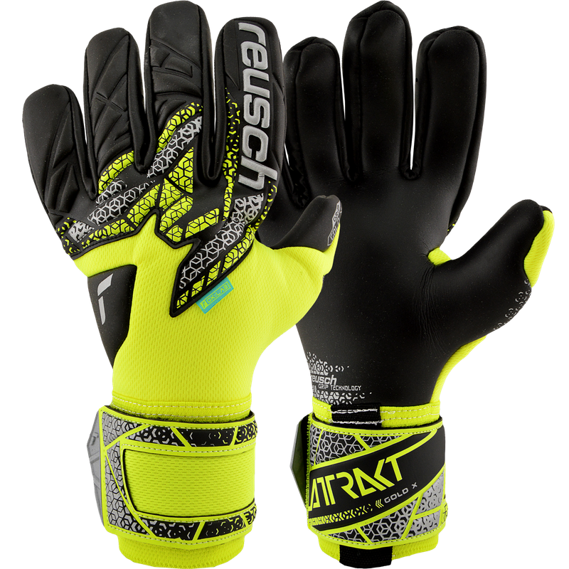 Reusch Arrow Guanti da Portiere Unisex con Cucitura Interna E Rivestimento Grip Gold X, Adatti per Tutte Le Superfici di Gioco, Calcio per Adulti Uomo