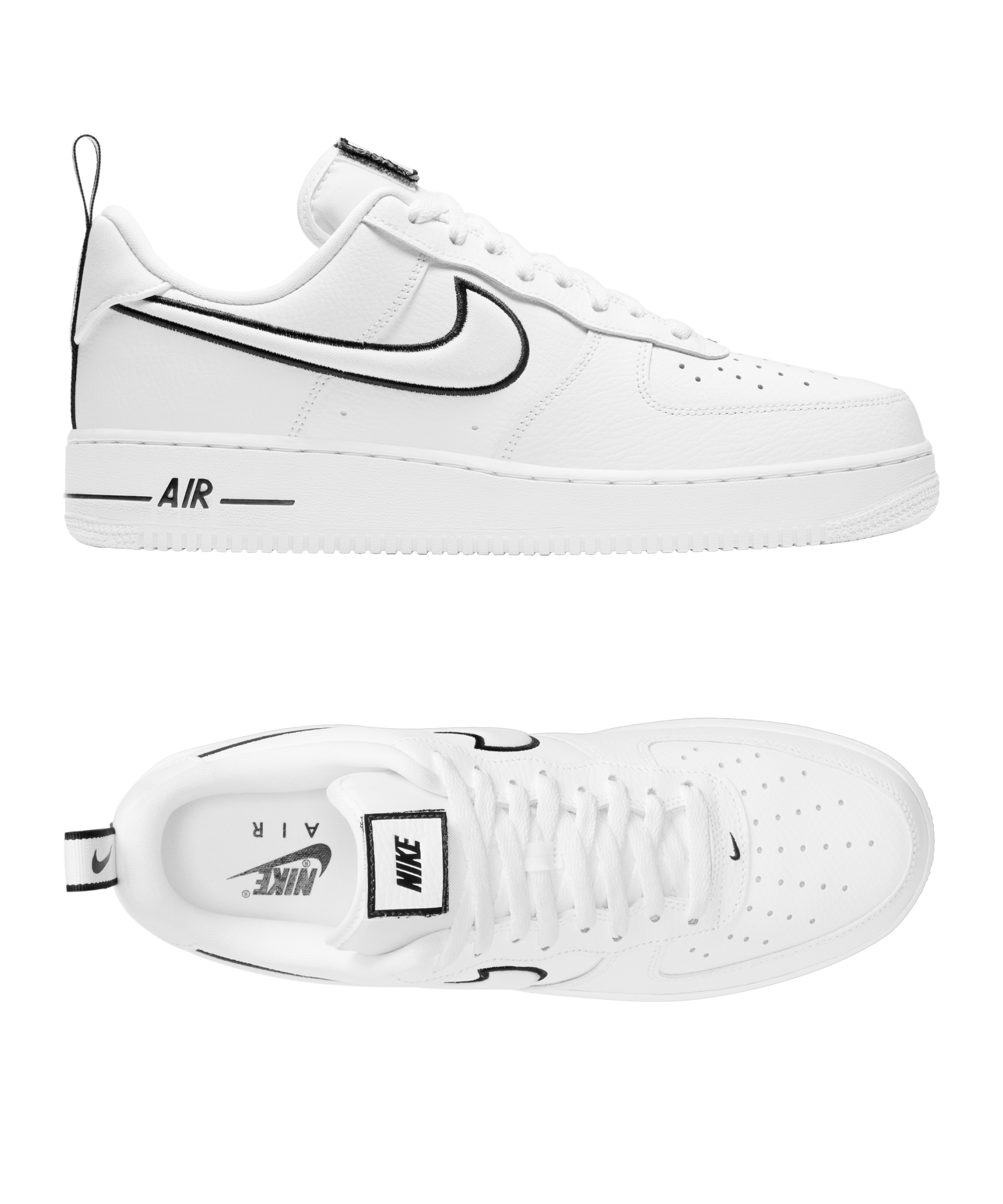 air force ones with black nike sign