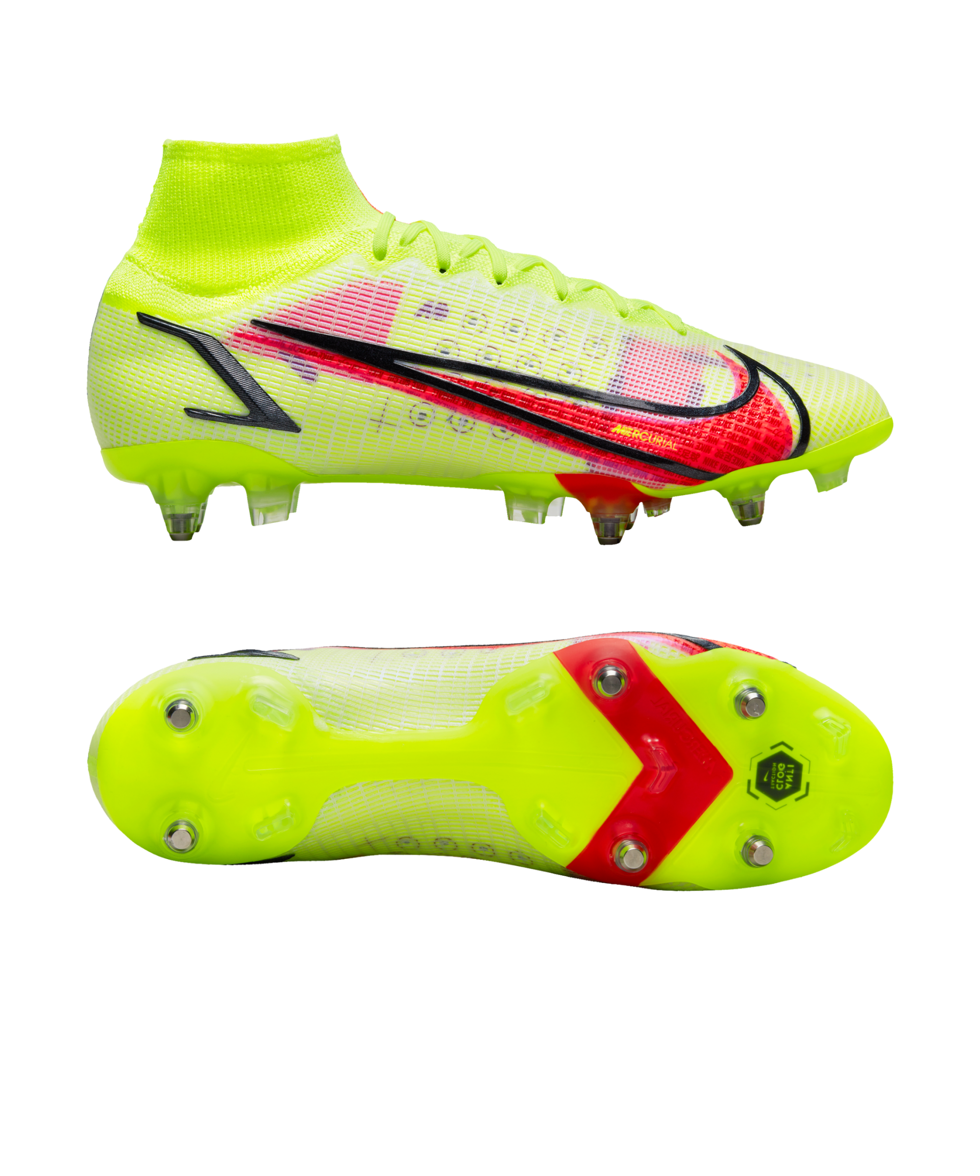 Nike Mercurial Superfly 8 Elite Soft-Ground Football Boots (SG) Anti-Clog  Yellow Red Black 