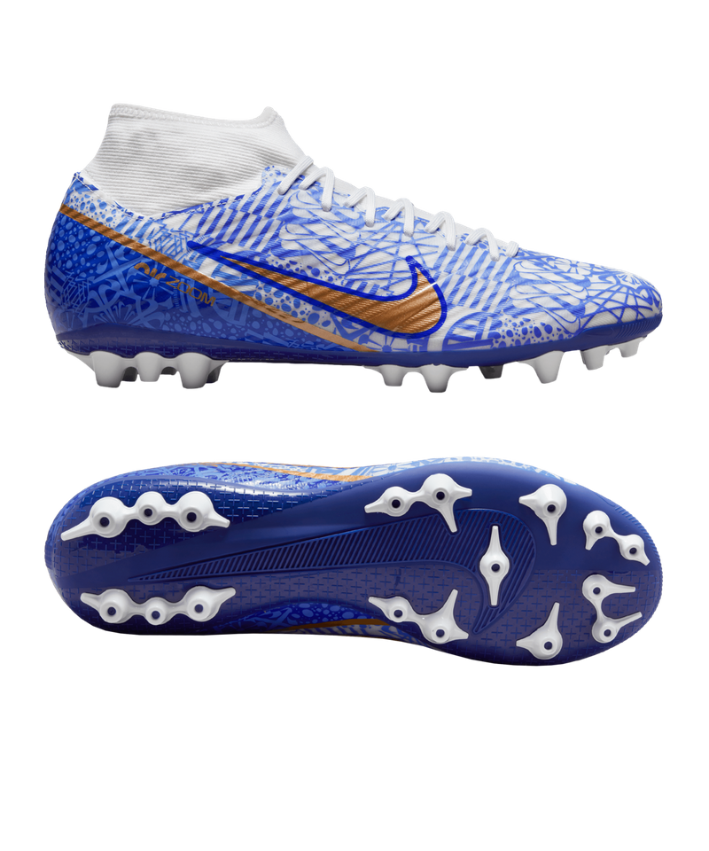 NIKE Air Zoom Mercurial Superfly IX Elite CR7 SG-Pro AC Weiss Blau Gold ...