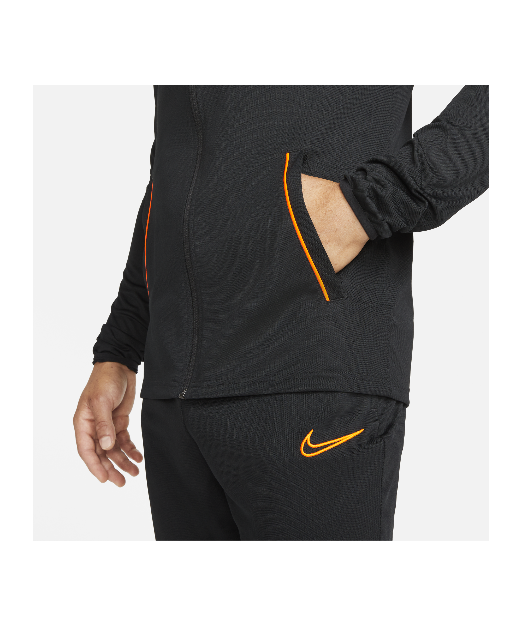 nike academy tracksuit black and orange