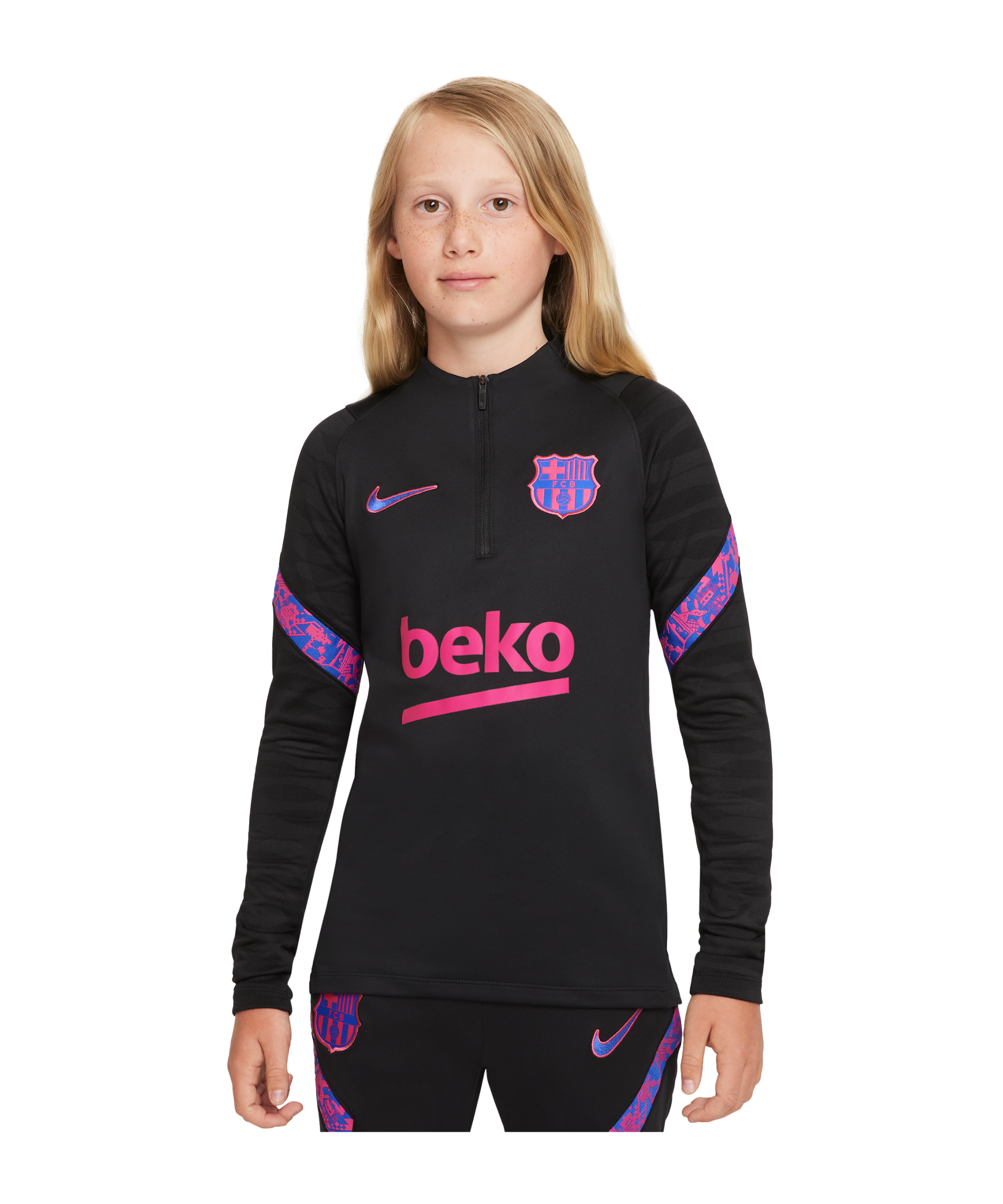 dump Aftrekken spons Nike FC Barcelona Strike Drill Top Kids - Zwart