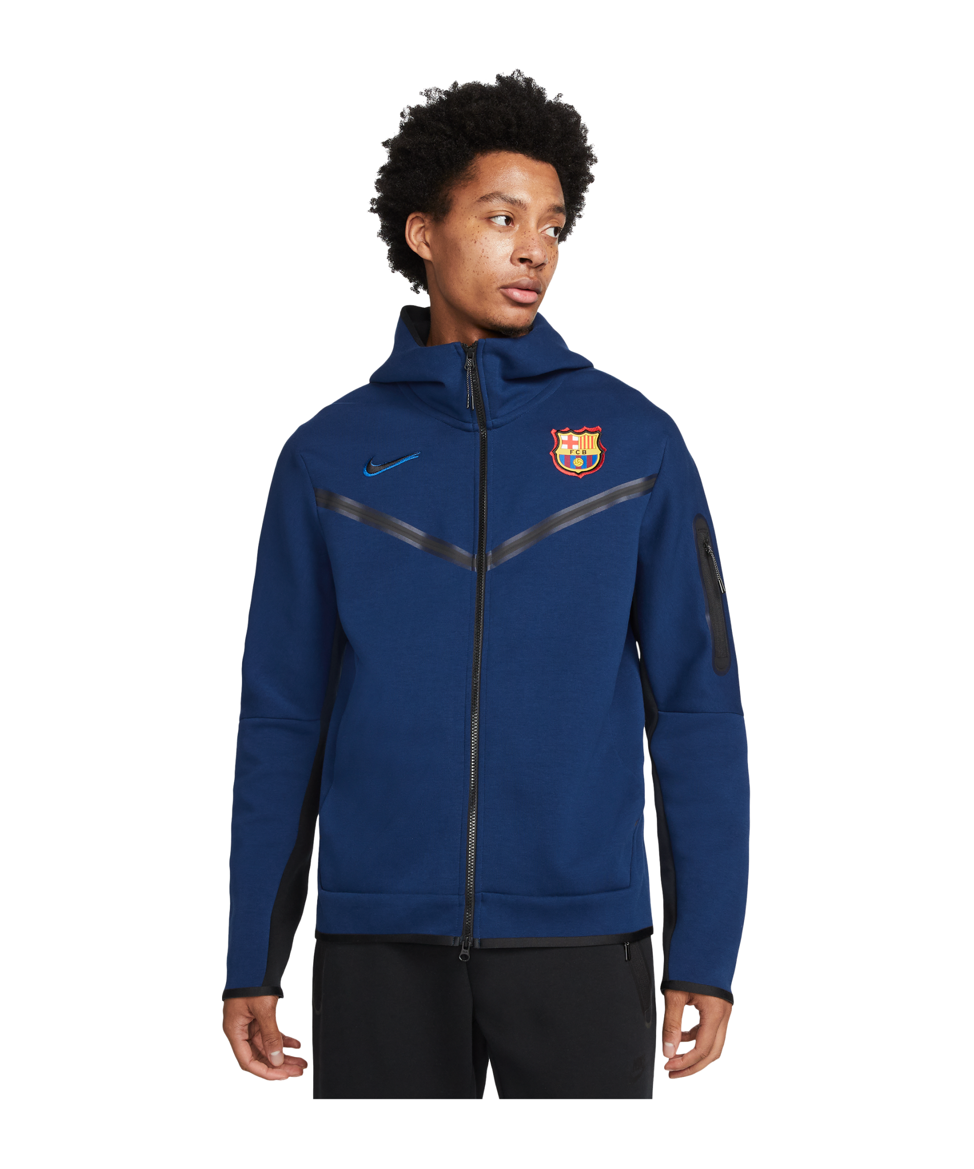 Oude tijden Gevoelig Skiën Nike FC Barcelona Tech Fleece Windrunner Jacket - Black