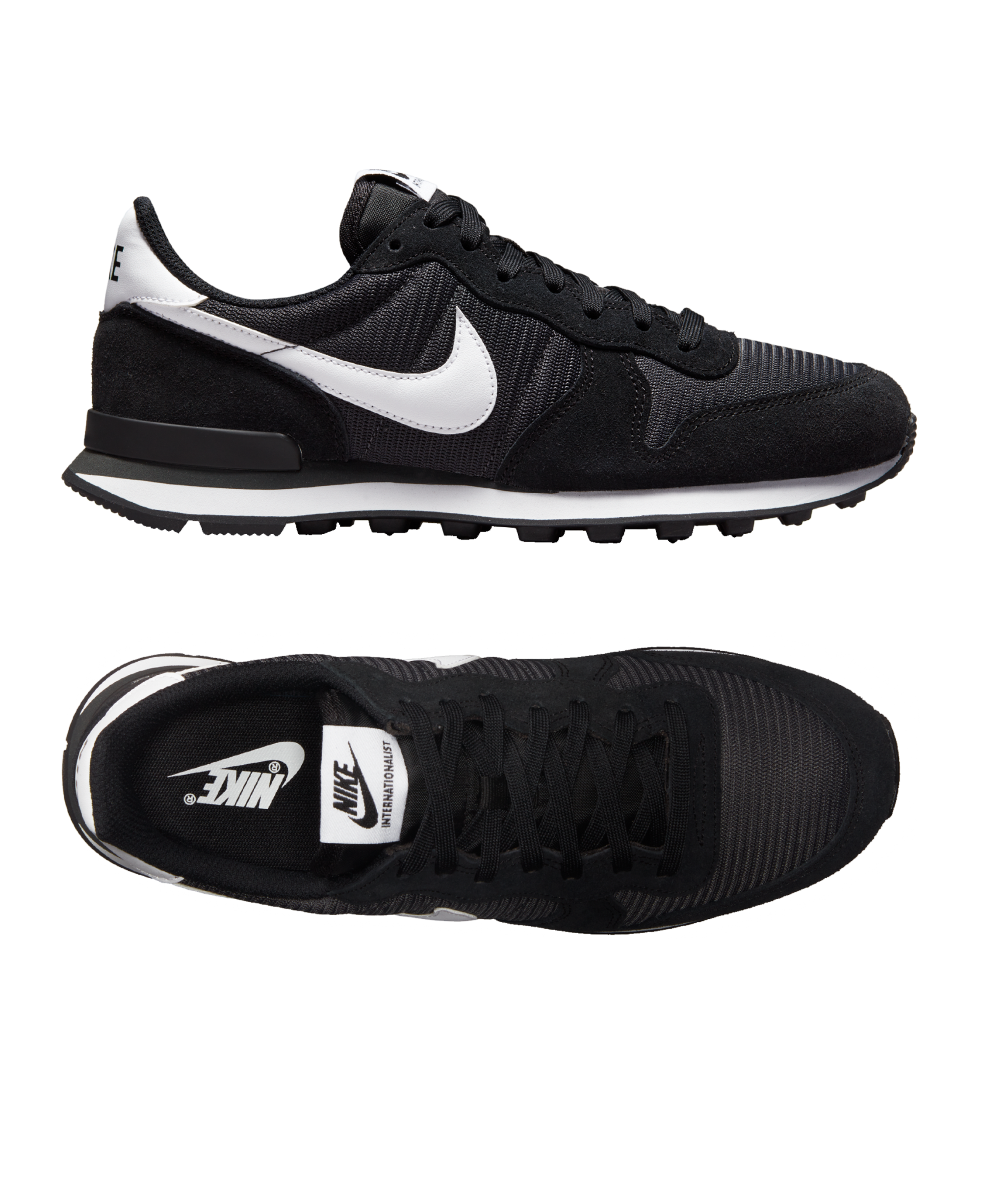 Black and white nike hot sale internationalist