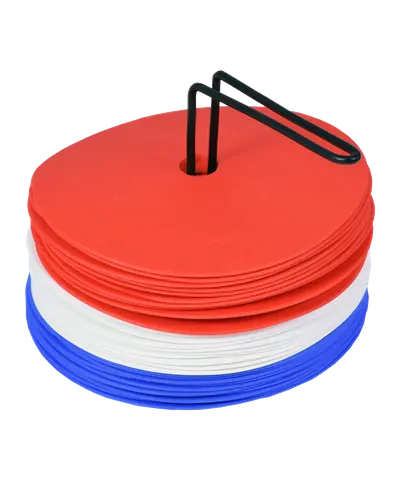 Cawila Gummi Flat Marker 30er Set | rutschfeste Floormarker | 15cm | rot/blau/weiß